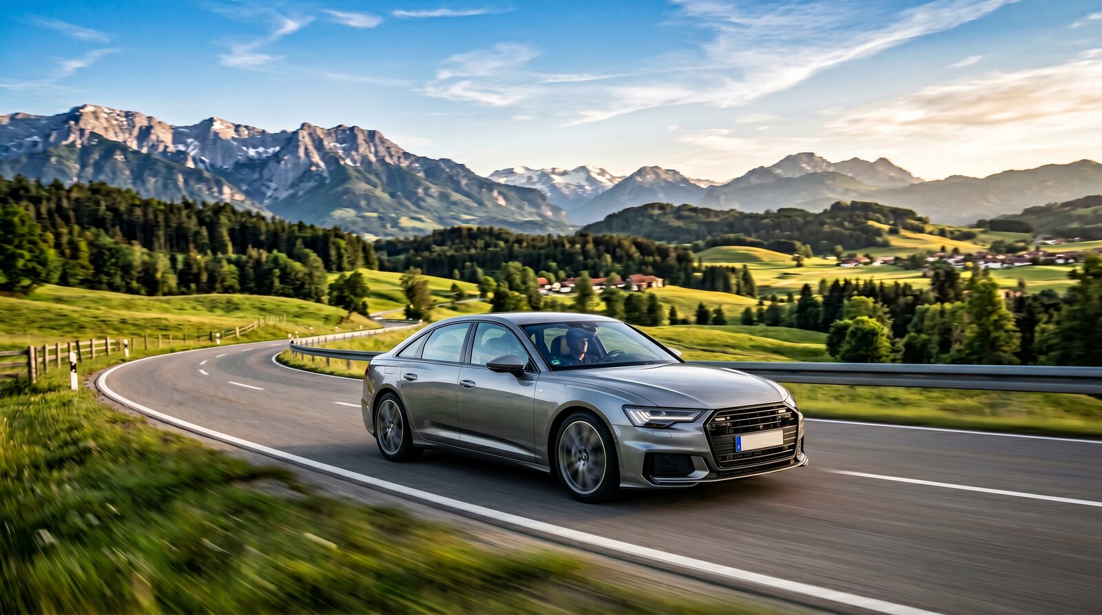 Auto auf Landstraße in Bayern